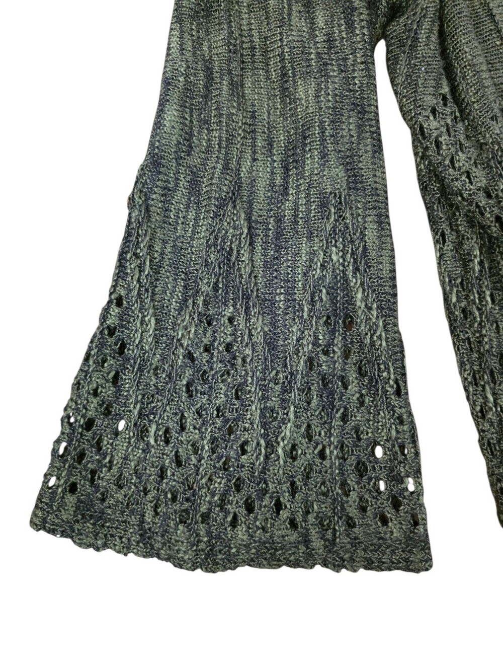 Forest Dark Green Open Knit Duster Cardigan Bell Sleeve XL Fairy Boho  Earthy - Picture 8 of 12